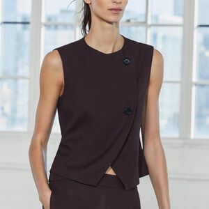 Zara NWT Burgundy Asymmetrical Top Vest